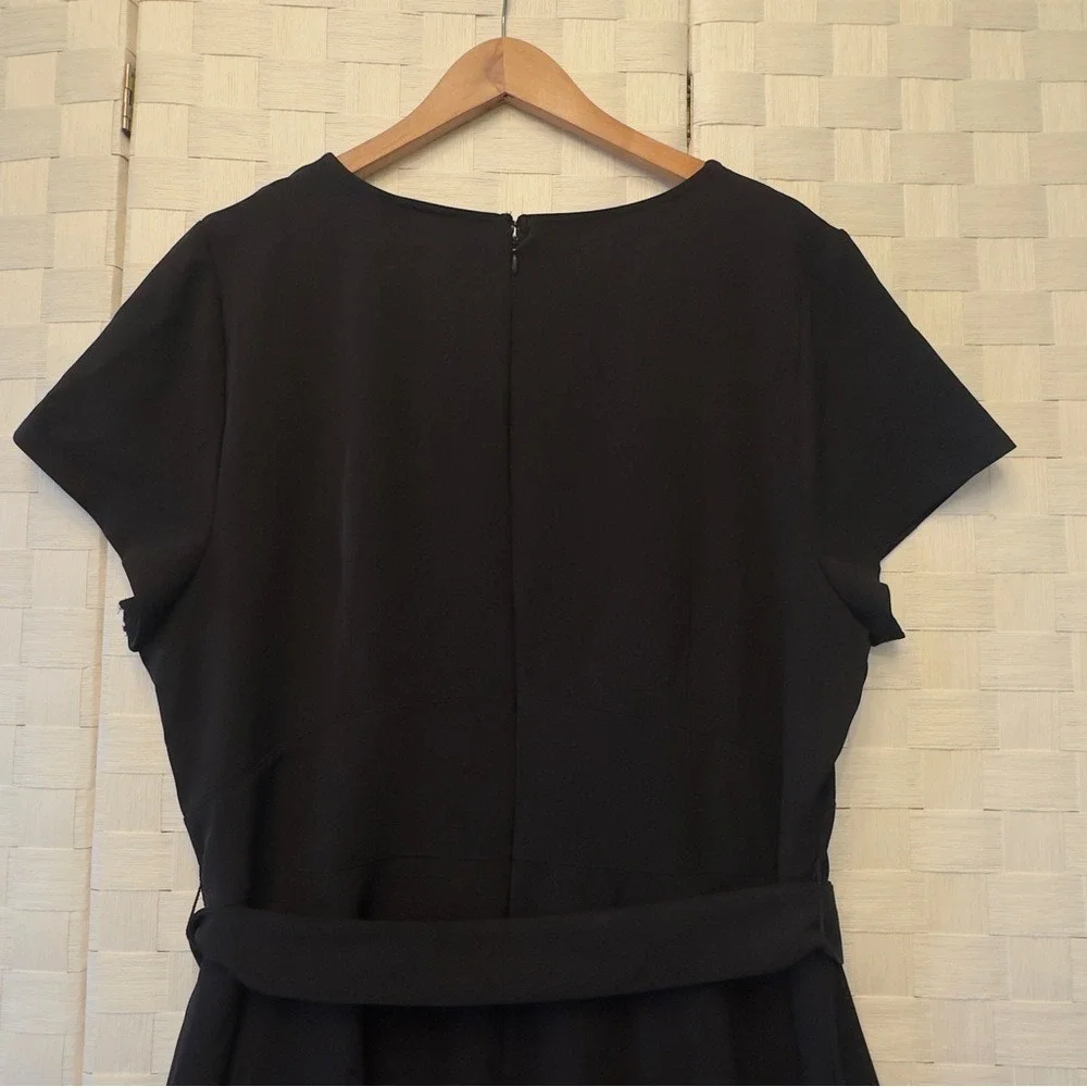 Lane Bryant Black High-Low Midi Dress Plus Size 20 Short Sleeve Tie Waist 584877